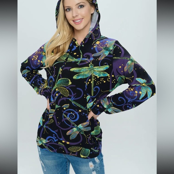 New nwt LA SOUL Dragonfly Print Hoodie - Black and Green ALL SIZES - Picture 2 of 4